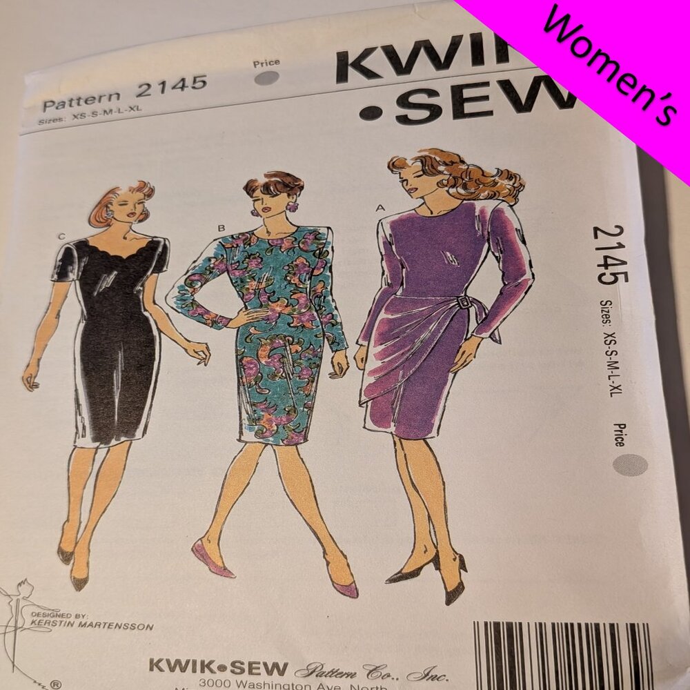 Kwik Sew 2145 Sewing Pattern NEW UNCUT dress size XSm - XLg